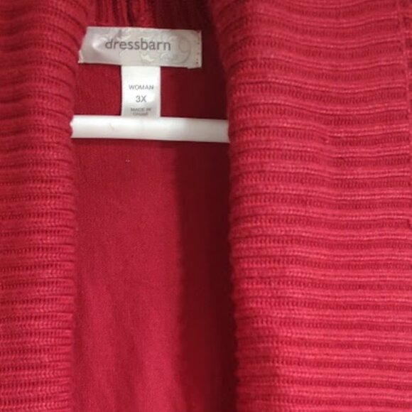 DRESS BARN CLASSIC CARDIGAN KNIT RIBBED WIDE LAPEL AND SLEEVES CRANBERRY RED 3X - Picture 4 of 12